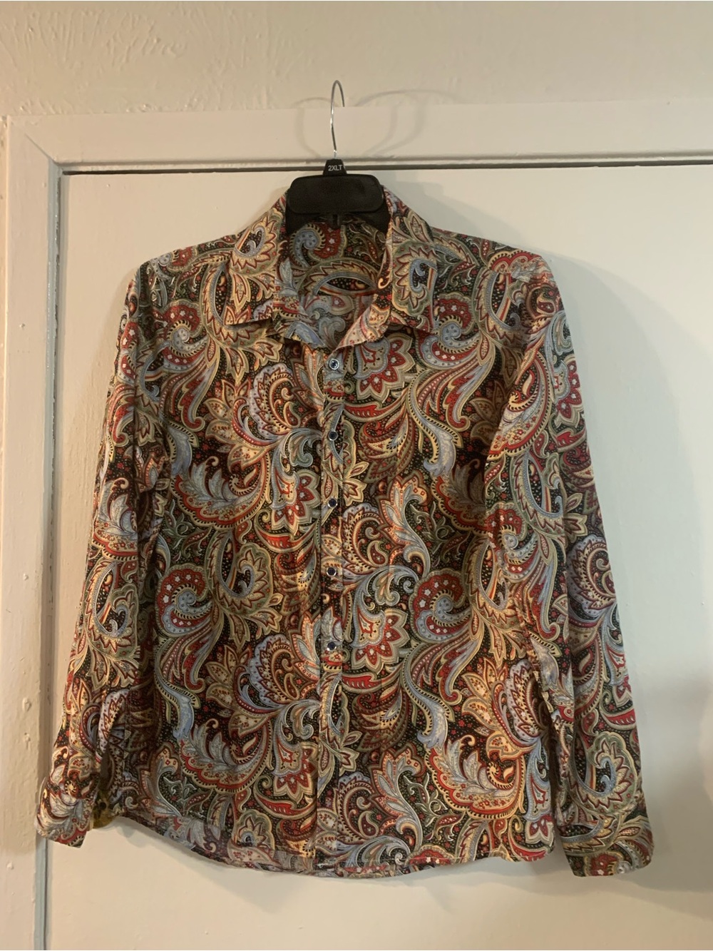 Moda International Paisley Button-Down Shirt - Red, Brown, Cream